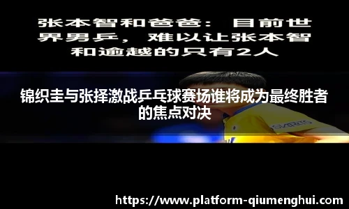 锦织圭与张择激战乒乓球赛场谁将成为最终胜者的焦点对决